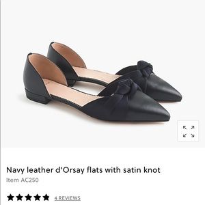 navy leather JCREW d’Orsay flats with satin knot